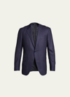Zegna Men's Wool Plaid Sport Jacket In Blue