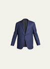 Zegna Men's Tonal Check Wool Sport Jacket In Blue