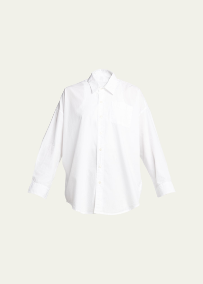 R13 Drop Neck Oxford Shirt In White