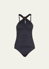 Tommy Bahama Black Pittsburgh Steelers Pearl Clara Wrap One-piece Swimsuit