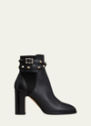 VALENTINO GARAVANI ROCKSTUD BUCKLE-WRAP ANKLE BOOTIES