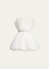 Bronx And Banco Anna Strapless Pleated Tulle Mini Dress In White