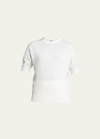 Theory Short-sleeve Easy Cashmere Pullover In White
