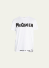 Alexander Mcqueen Men's Graffiti-logo T-shirt In White