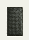 Bottega Veneta Men's Intrecciato Leather Travel Wallet In Gray