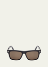 Tom Ford Men's Square Polarized Sunglasses In Black