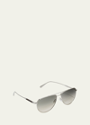 Brunello Cucinelli Disoriano Metal Aviator Sunglasses In Gray