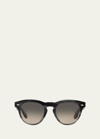Brunello Cucinelli Nino Polarized Round Acetate Sunglasses In Green