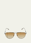 Brunello Cucinelli Men's Polarized Aviator Sunglasses In Metallic