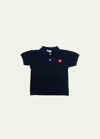 Comme Des Garçons Boys Black Kids Cotton Heart Motif Polo Shirt 2-6 Years 6 Years