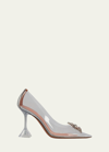 Amina Muaddi Rosie 95mm Crystal Bow Glass Pumps In White