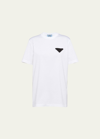 Prada Embellished Logo Jersey T-shirt In White