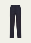 Prada Pinstripe Classic Wool Pants In Blue
