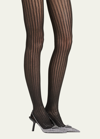 Prada Striped Metallic Tights In Black