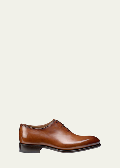 Santoni Men's People Burnished Leather Dress Oxfords In Tan