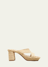 Carrie Forbes Raffia Crisscross Block-heel Sandals In Multi