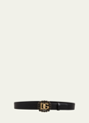 Dolce & Gabbana Interlocking Dg Logo Glass Pearl Belt In Black