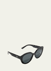 Prada Marble Round Plastic Sunglasses In Black