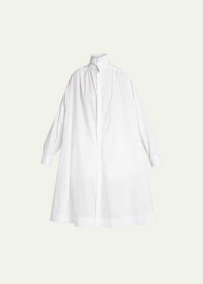 Alaïa Oversized Button-down Poplin Back-slit Blouse In White