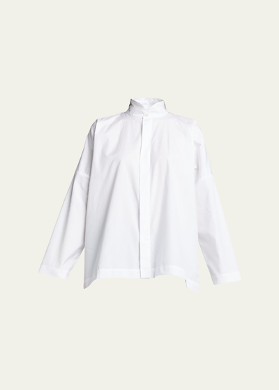 Eskandar Wide Longer-back Double Stand Collar Shirt (mid Plus Length)