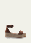 See By Chloé Glyn Leather Flatform Espadrille Sandals In Brown
