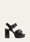 See By Chloé Lyna Leather Platform Sandals In Black
