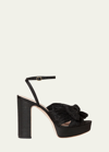 Loeffler Randall Bow Pleated Platform Sandals In Black