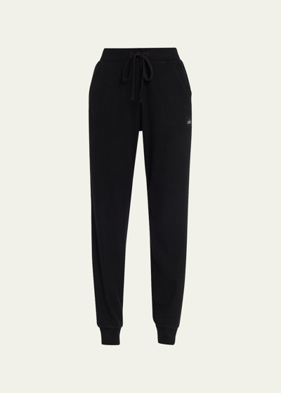 Alo Yoga Ribbed Muse Sweatpants In Black