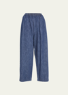 Eskandar Denim Japanese Trousers In Blue