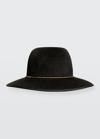 Sofia Cashmere Cashmere-wool Floppy Hat W/ Golden Chain In Black