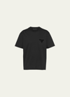 Prada Men's Velvet-logo Pocket T-shirt In Black