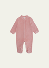 Marie Chantal Kids' Girl's Velour Golden Angel Wing Footie Pajamas In Pink