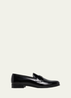 Prada Men's Triangle Logo Leather Loafers In Black