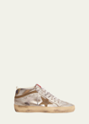 Golden Goose Mid Star Laminated Upper And Spur Suede Star And Wave Sneakers In Brown