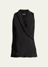 Giorgio Armani Draped Moroccan-silk Side-tie Blouse In Black