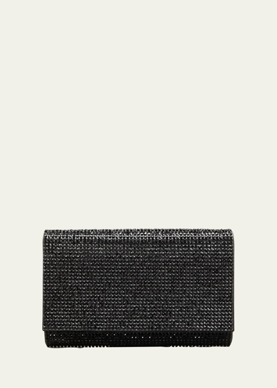 Judith Leiber Fizzy Crystal Flap Clutch Bag In Black