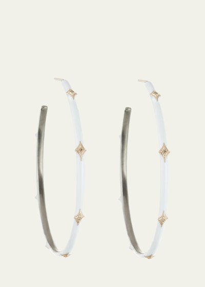 Armenta New World Enamel Earrings W/ 14k Gold Crivelli In Metallic