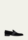 Santoni Men's Isomer Grosgrain Velvet Formal Loafers In Black