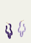 Bea Bongiasca Two-tone Asymmetrical Flower Small Hoop Earrings In Lavender And Purple Enamel
