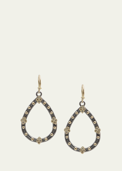 Armenta Old World Champagne Diamond Open Pear Earrings, 30mm