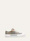 Burberry Beige Cotton Sneakers With Casual Chic Check Pattern