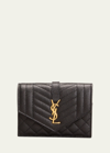 Saint Laurent Ysl Quilt Envelope Flap Card Case In Nero