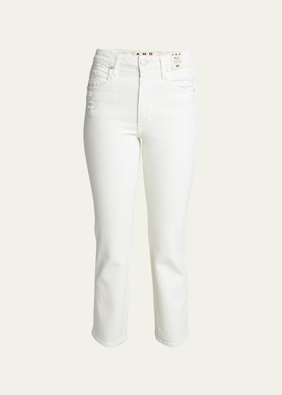 Amo Denim Bella Flare Jeans W/ Released Hem In White