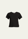 Amo Denim Classic Cotton Short-sleeve Crewneck Tee In Black