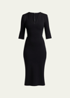 Dolce & Gabbana Cutout Shoulder 3/4-sleeve Midi Dress In Black