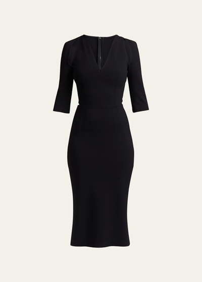 Dolce & Gabbana Cutout Shoulder 3/4-sleeve Midi Dress