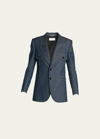 Saint Laurent Denim Peak-lapel Blazer Jacket In Blue