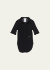 Helmut Lang Ribbed Knit Short Sleeve Polo Shirt In Black