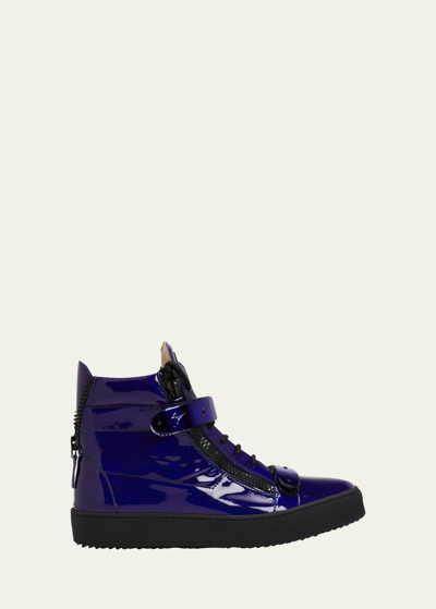 Giuseppe Zanotti Men's Metropolis Metallic Double-zip High-top Sneakers In Purple