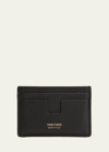 Tom Ford Men's Leather T-line Classic Card Holder In Black